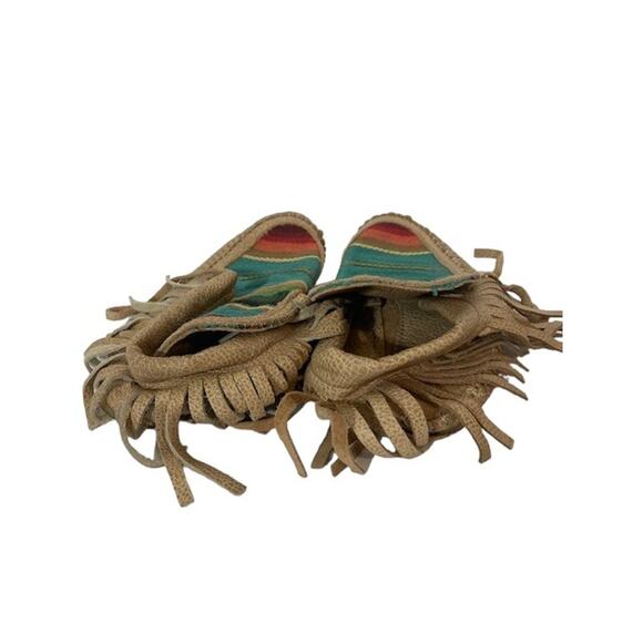 SERAPE Pattern Leather Moccasins - Wind Dancer Moccasin Shoes - Size 6 - Picture 5 of 10